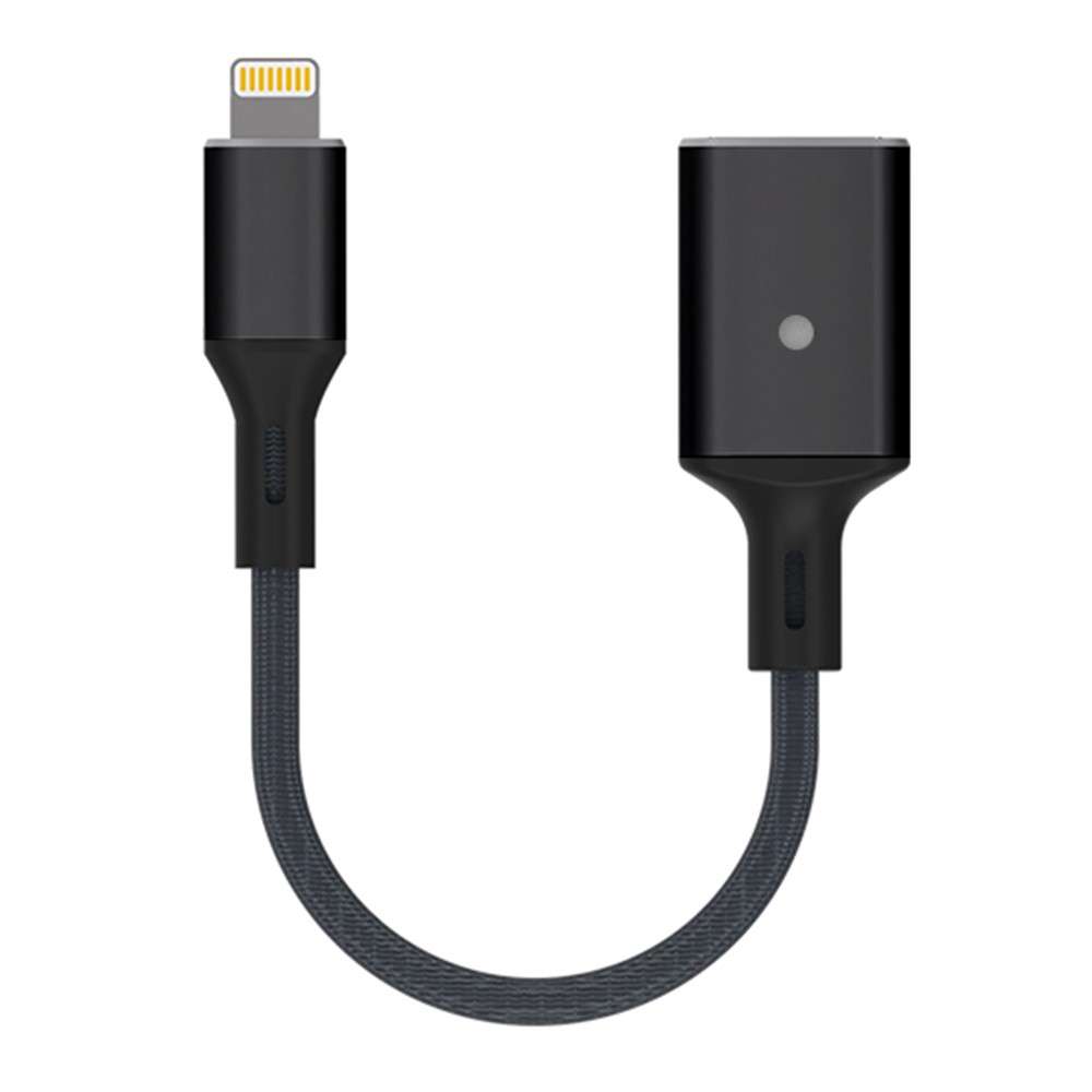 Lightning to OTG Data Transfer Adapter for iPhone / iPad with iOS 13 and Above - Black