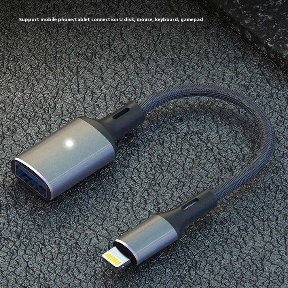 Lightning to OTG Data Transfer Adapter for iPhone / iPad with iOS 13 and Above - Black