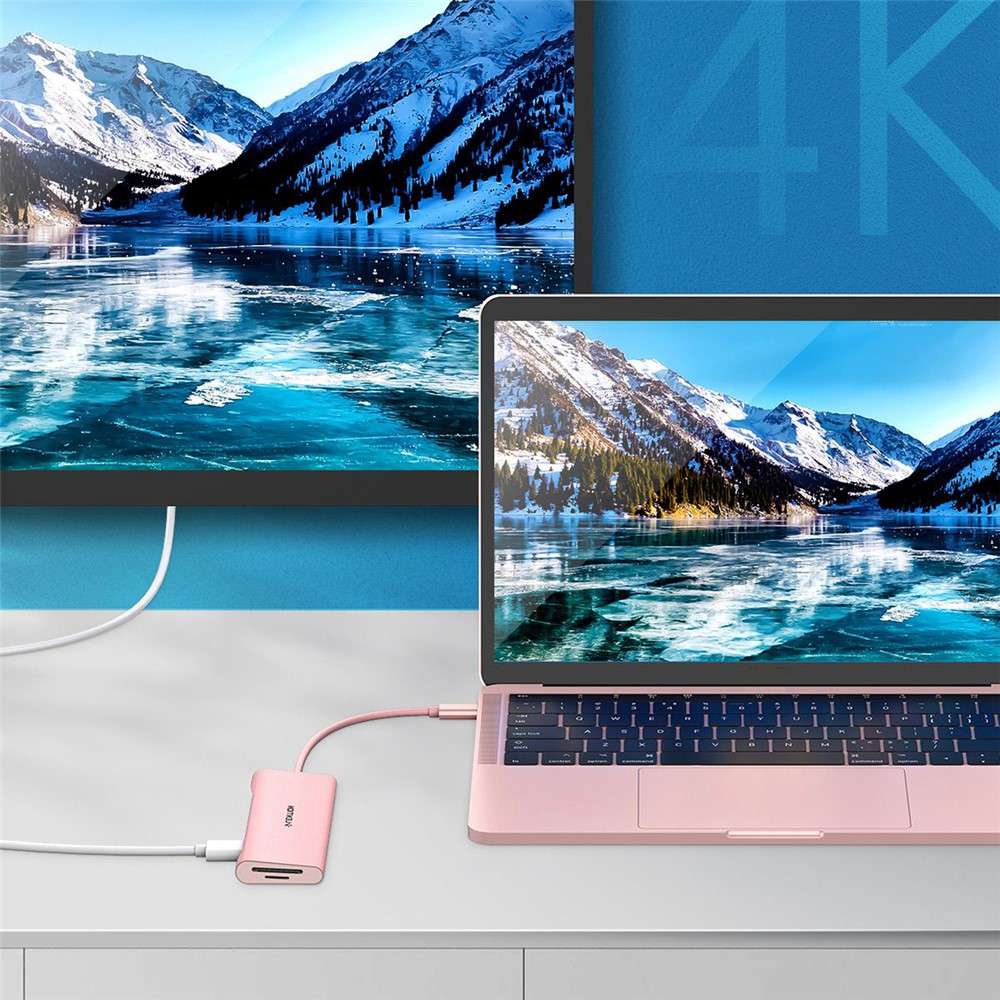 LENTION C36bHCR Type-C Hub Converter to USB 3.0 Ports HD Video Output Port Card Reader Slots PD3.0 1