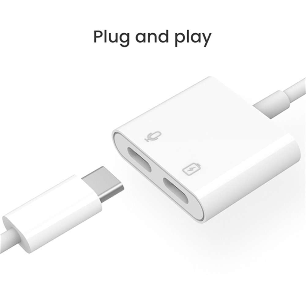 MH-CM36S 60W Type-C Male to Dual Type-C Female Adapter Charging Cable Earphone Connector