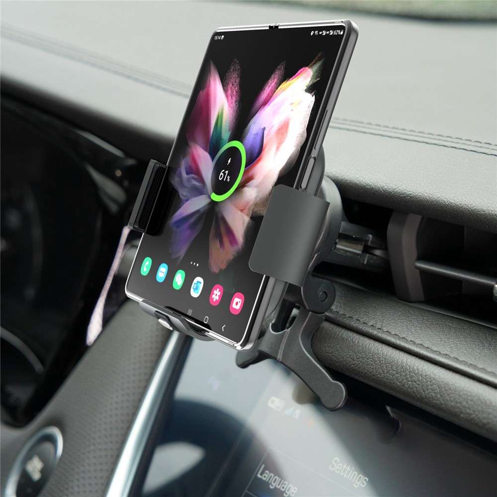 S3 Coil Electromagnetic Induction Wireless Charger Car Holder Foldable Phone Clamp Mount for Samsung