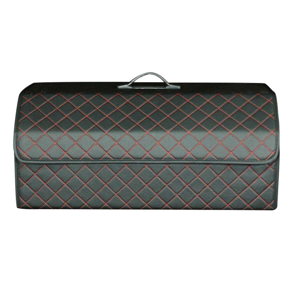 10006 Multi-function Foldable Leather Car Trunk Storage Box, Extra Large Size - Wine Red+Beige Line