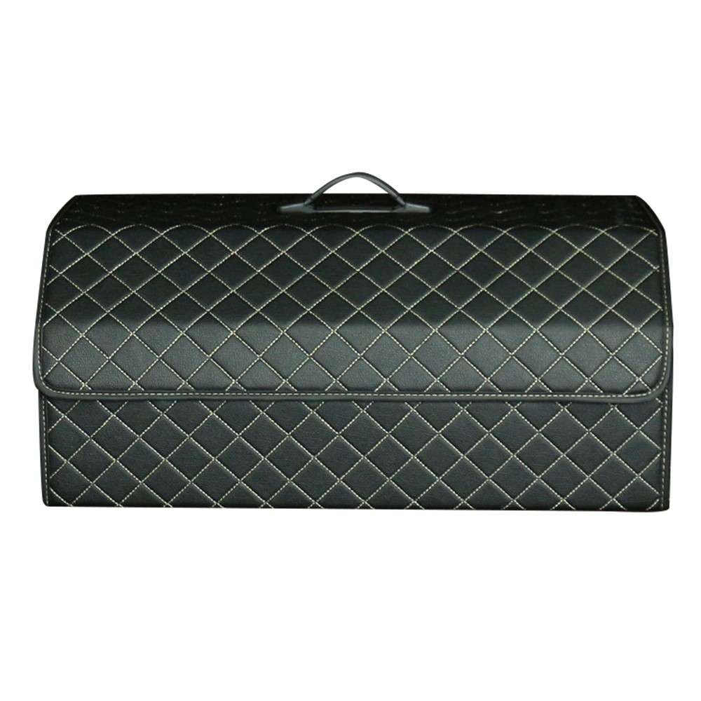 10006 Multi-function Foldable Leather Car Trunk Storage Box, Extra Large Size - Wine Red+Beige Line