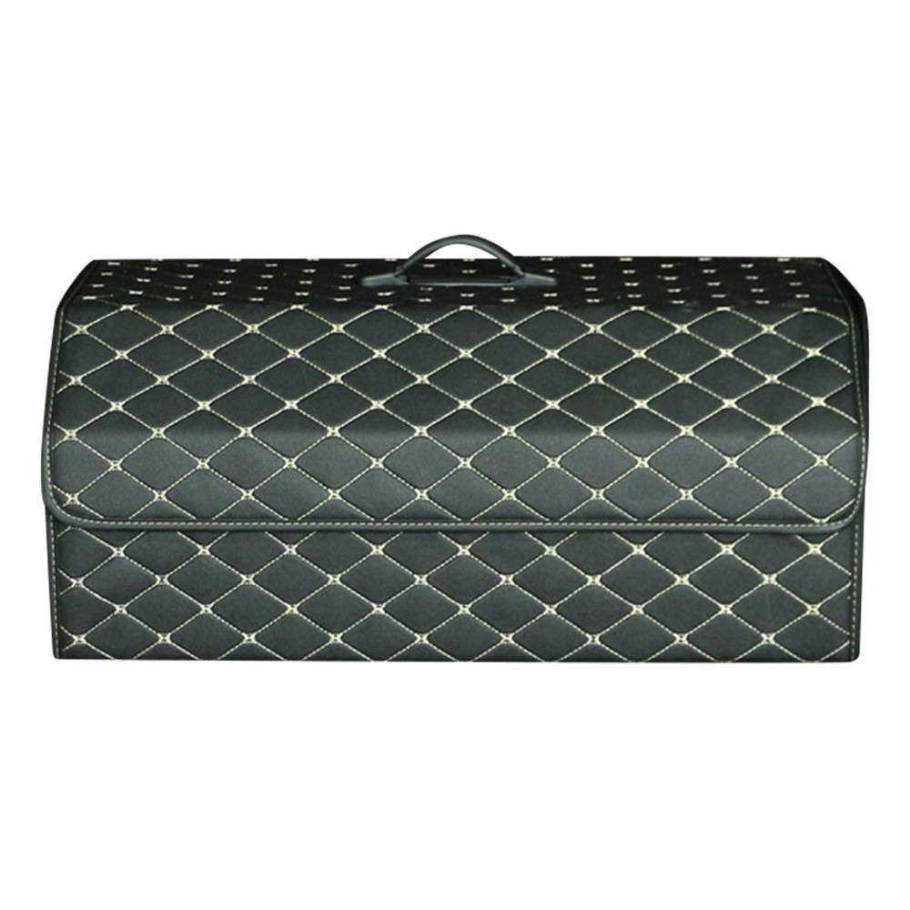 10006 Multi-function Foldable Leather Car Trunk Storage Box, Extra Large Size - Wine Red+Beige Line