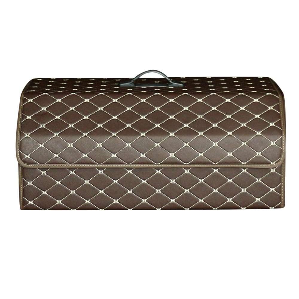 10006 Multi-function Foldable Leather Car Trunk Storage Box, Extra Large Size - Wine Red+Beige Line