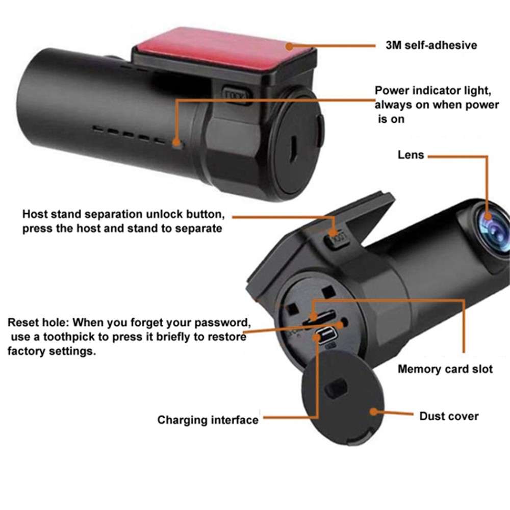 S600 1080P WiFi Dash Cam Car Camera Recorder with 170-degree Wide Angle, G-Sensor (Without Memory Ca