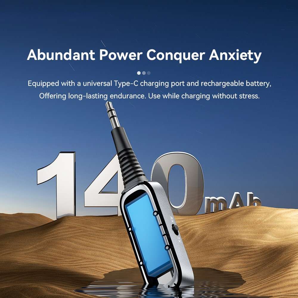 ESSAGER EBT51-LX0G-P Car Audio Bluetooth Transmitter Receiver 3.5mm Aux Adapter for Speaker Amplifie