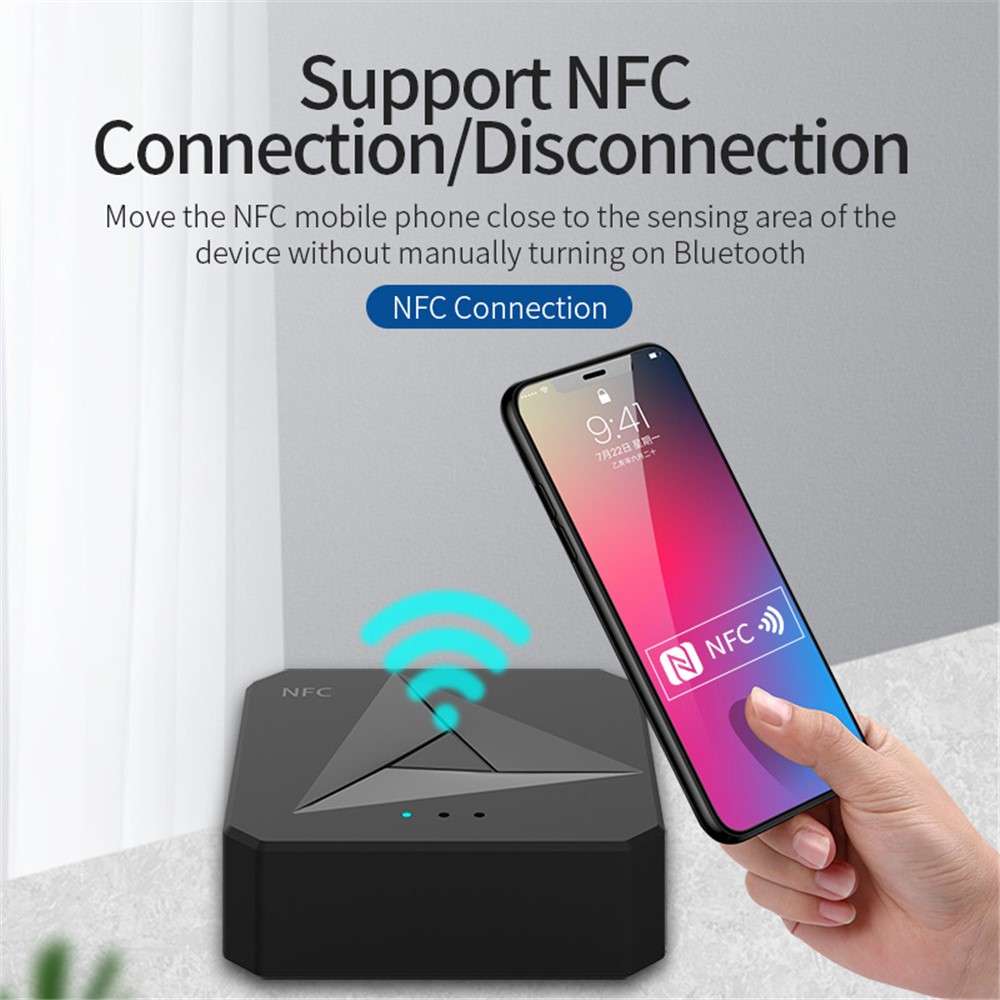 M21 2-in-1 Car NFC Bluetooth Receiver Transmitter Plastic RCA 3.5mm AUX Audio Adapter
