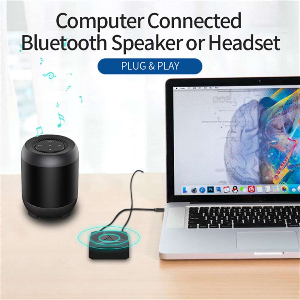 M21 2-in-1 Car NFC Bluetooth Receiver Transmitter Plastic RCA 3.5mm AUX Audio Adapter