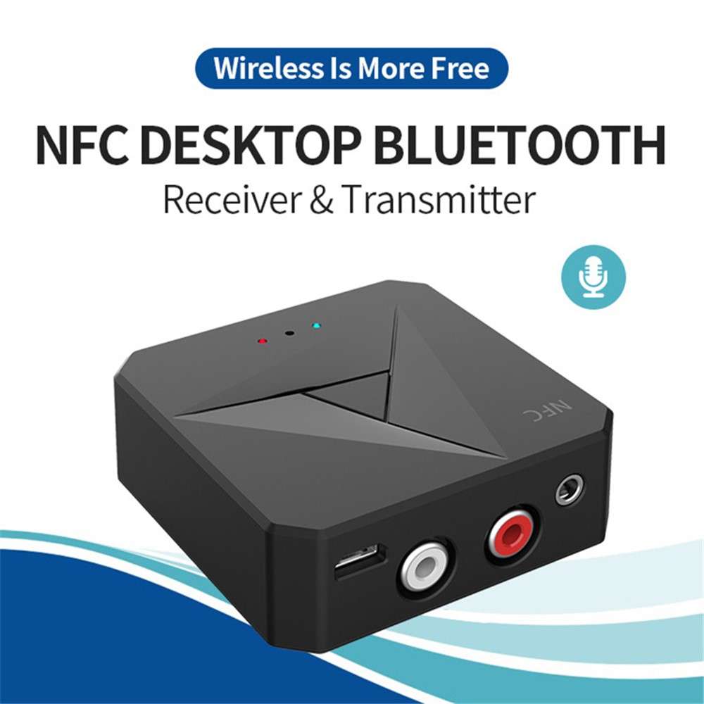M21 2-in-1 Car NFC Bluetooth Receiver Transmitter Plastic RCA 3.5mm AUX Audio Adapter