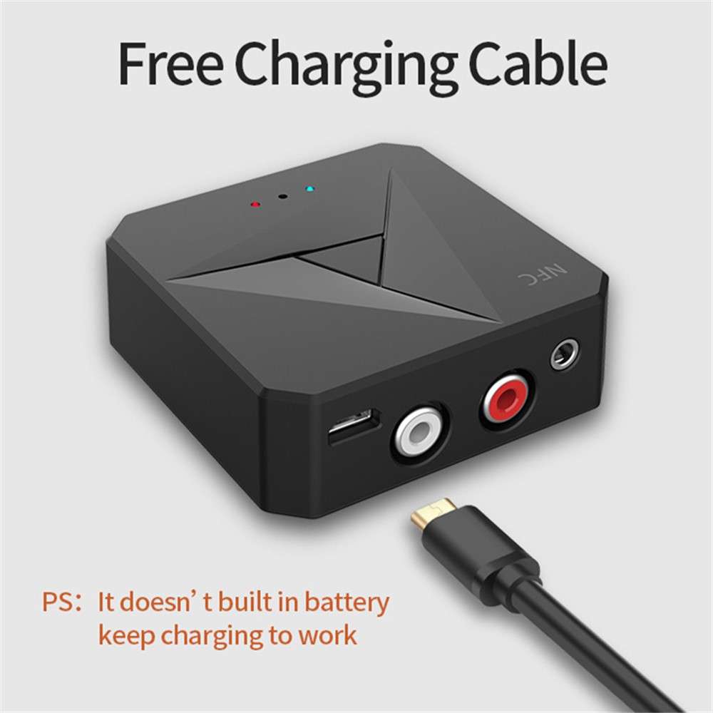 M21 2-in-1 Car NFC Bluetooth Receiver Transmitter Plastic RCA 3.5mm AUX Audio Adapter