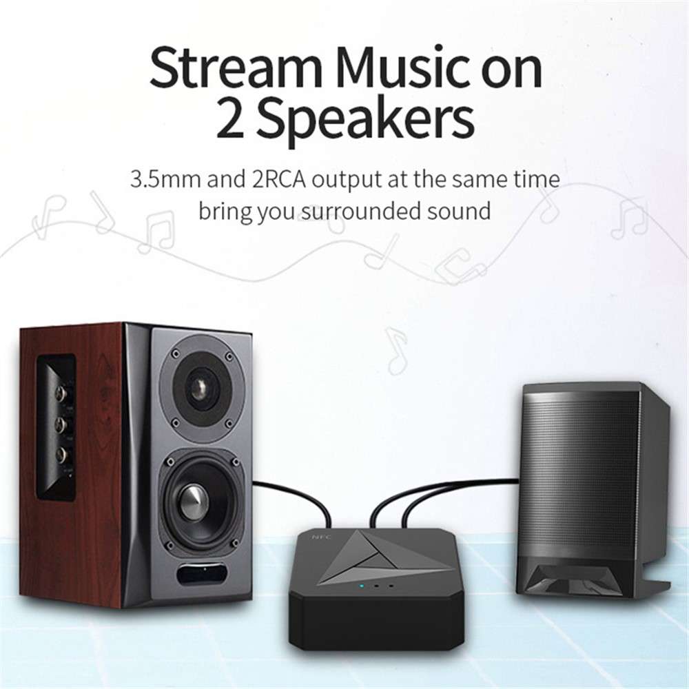 M21 2-in-1 Car NFC Bluetooth Receiver Transmitter Plastic RCA 3.5mm AUX Audio Adapter