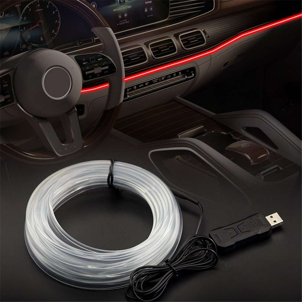 S3U 3m S-Series Fiber Optic Flexible Neon Light Strip Sound-activated Car Interior USB Atmosphere La