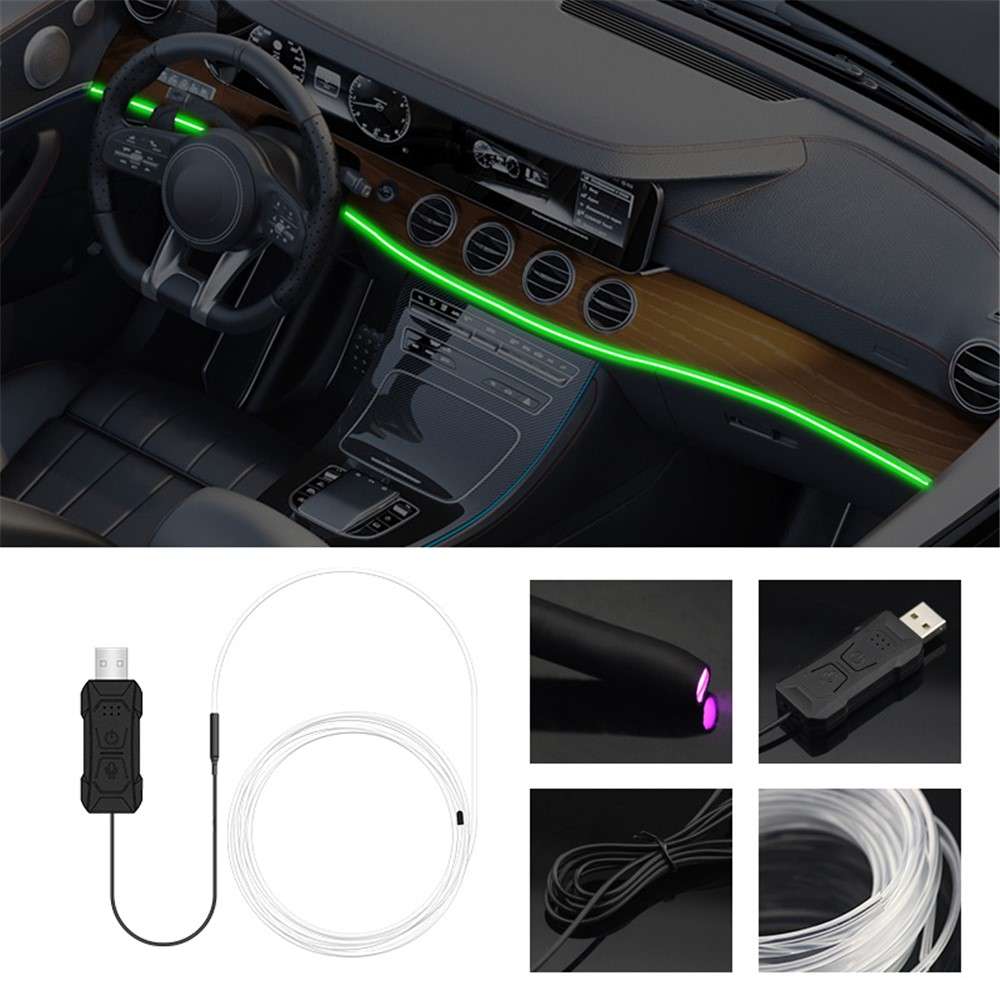 S3U 3m S-Series Fiber Optic Flexible Neon Light Strip Sound-activated Car Interior USB Atmosphere La