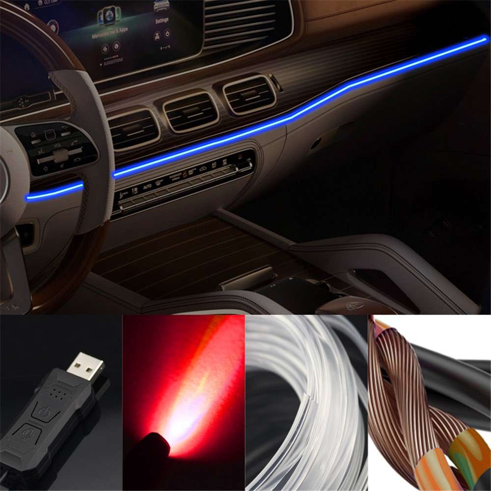 S3U 3m S-Series Fiber Optic Flexible Neon Light Strip Sound-activated Car Interior USB Atmosphere La