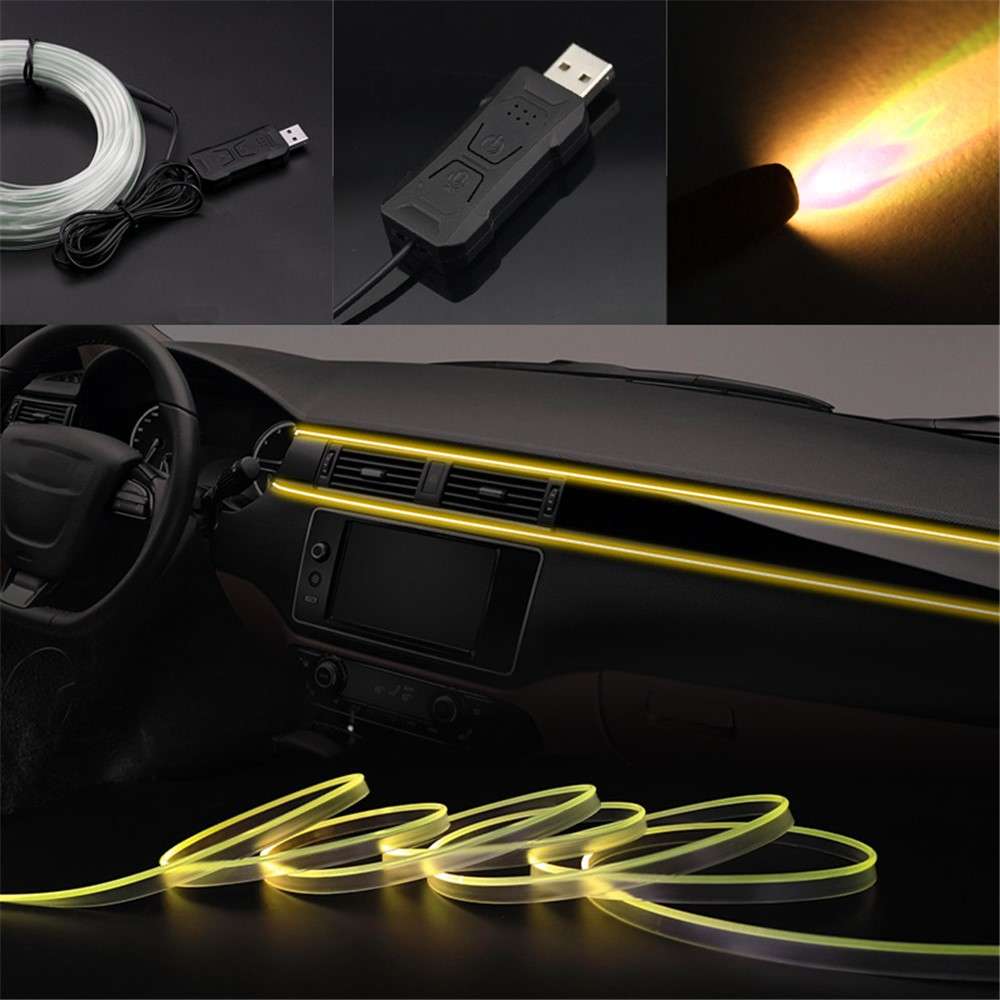 S3U 3m S-Series Fiber Optic Flexible Neon Light Strip Sound-activated Car Interior USB Atmosphere La