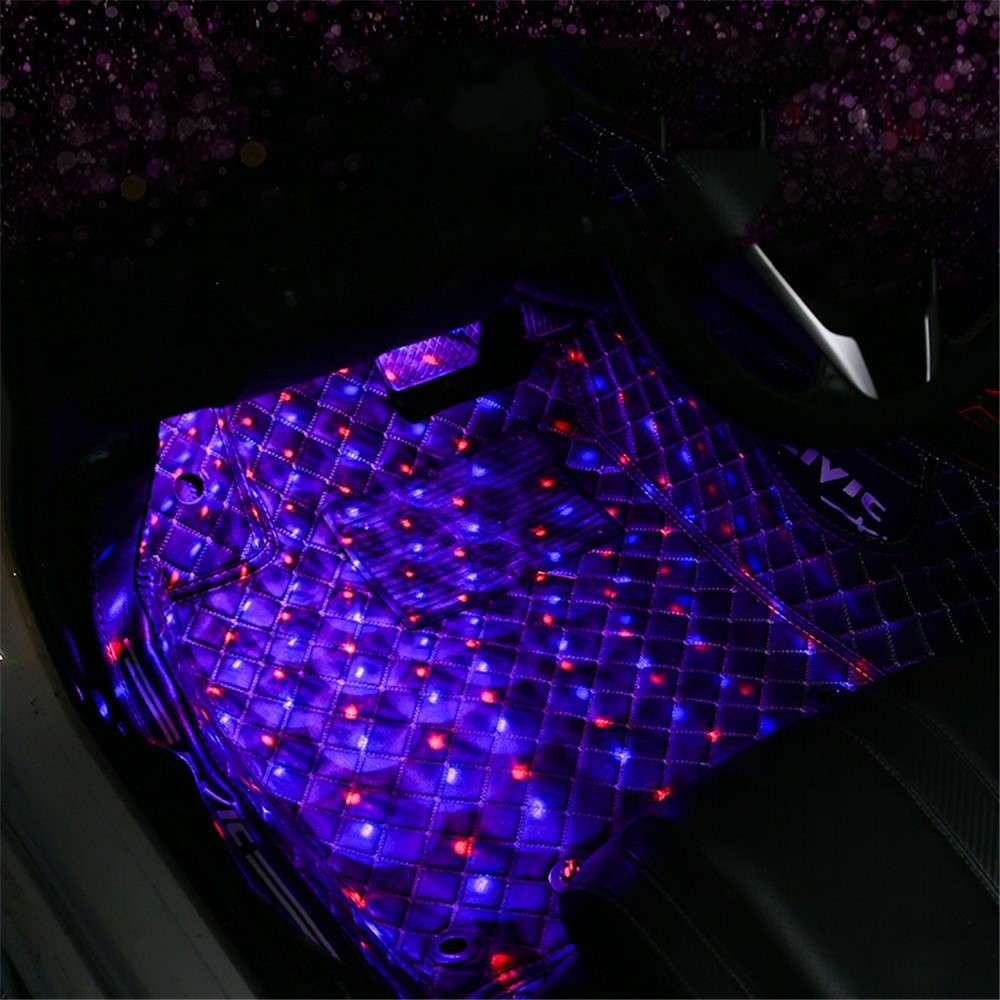 DX2 Cigarette Lighter 2-LEDs Light Strip 8 Colors Car Footwell Atmosphere Light with Sound Active