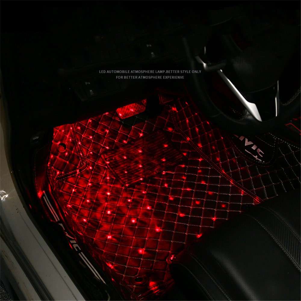 DX2 Cigarette Lighter 2-LEDs Light Strip 8 Colors Car Footwell Atmosphere Light with Sound Active