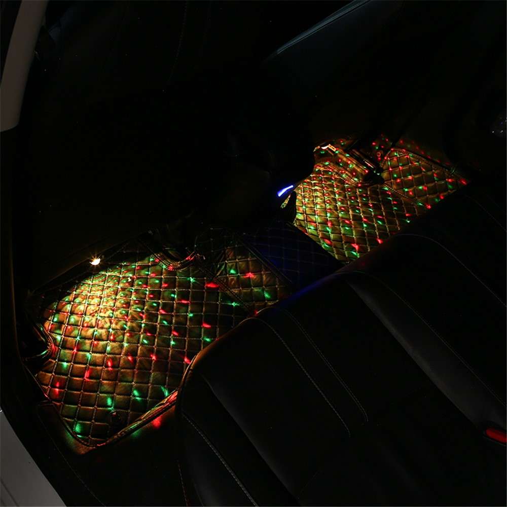 DX2U USB Powered 2-LEDs Car Light Strip Sound-activated Car Footwell Interior Decorative Lamp