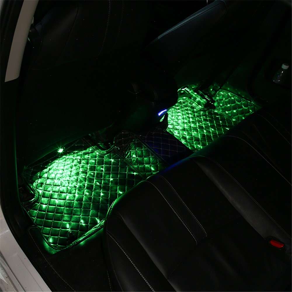 DX2U USB Powered 2-LEDs Car Light Strip Sound-activated Car Footwell Interior Decorative Lamp