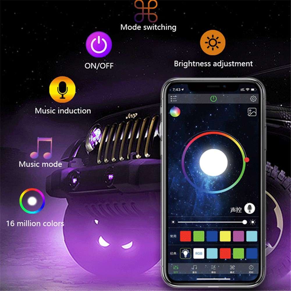 DP69 4Pcs Car Underglow Lights RGB Multi Color DIY Sound Active Music Mode Underbody Light Strips fo
