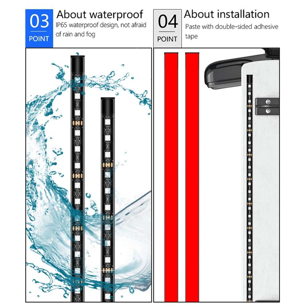 DP69 4Pcs Car Underglow Lights RGB Multi Color DIY Sound Active Music Mode Underbody Light Strips fo