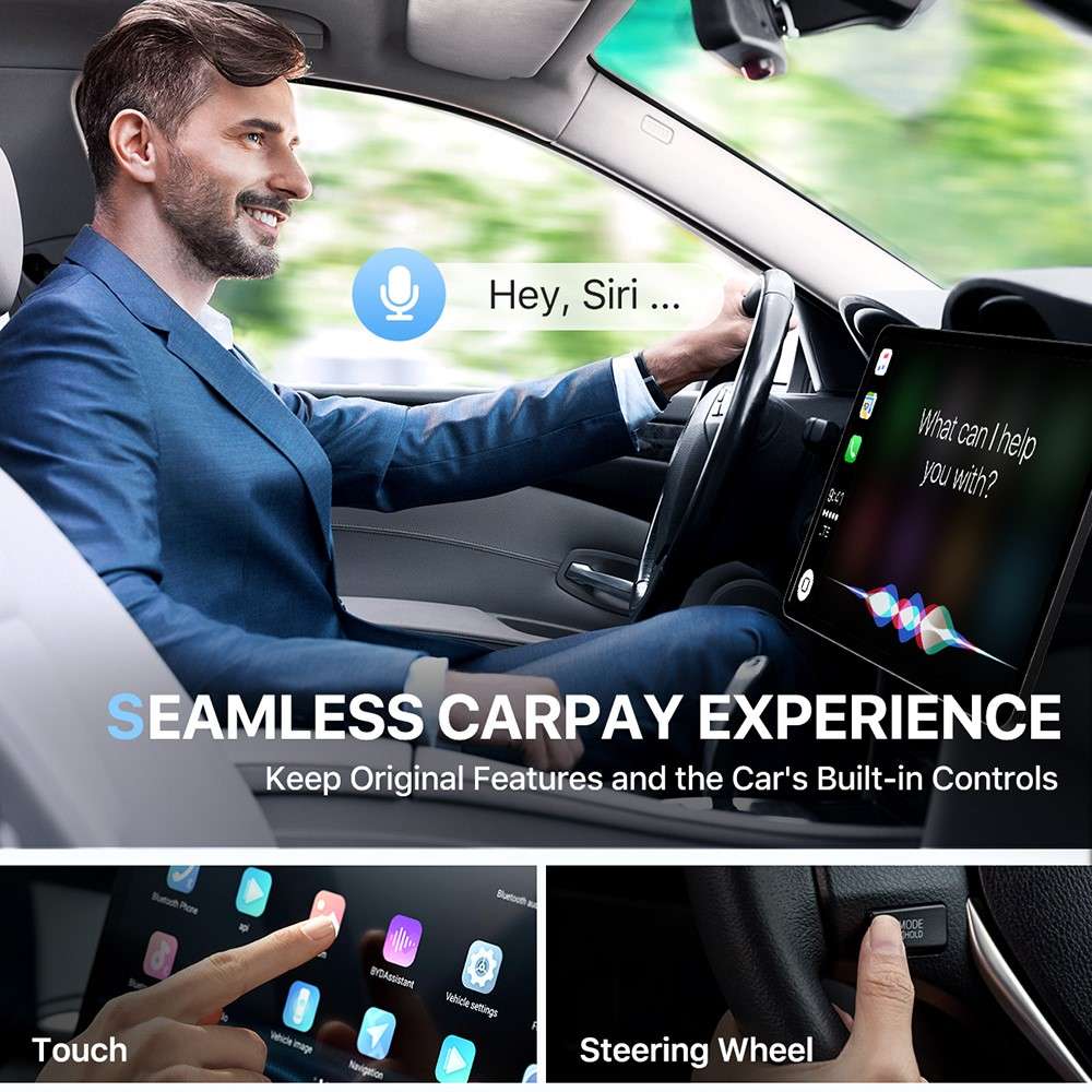 643 Car Wireless CarPlay Adapter for iPhone Transform Wired to Wireless - Black