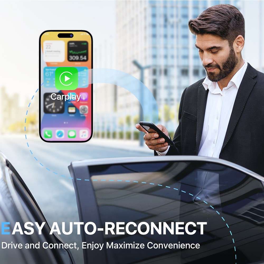 643 Car Wireless CarPlay Adapter for iPhone Transform Wired to Wireless - Black