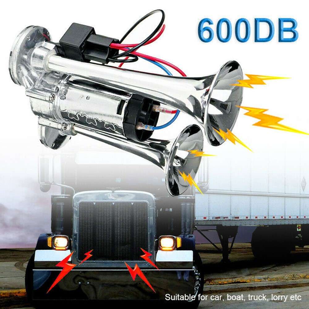 600DB Powerful Sound Dual Tube Metal Car Horn for 12V Vehicle Electric Horn