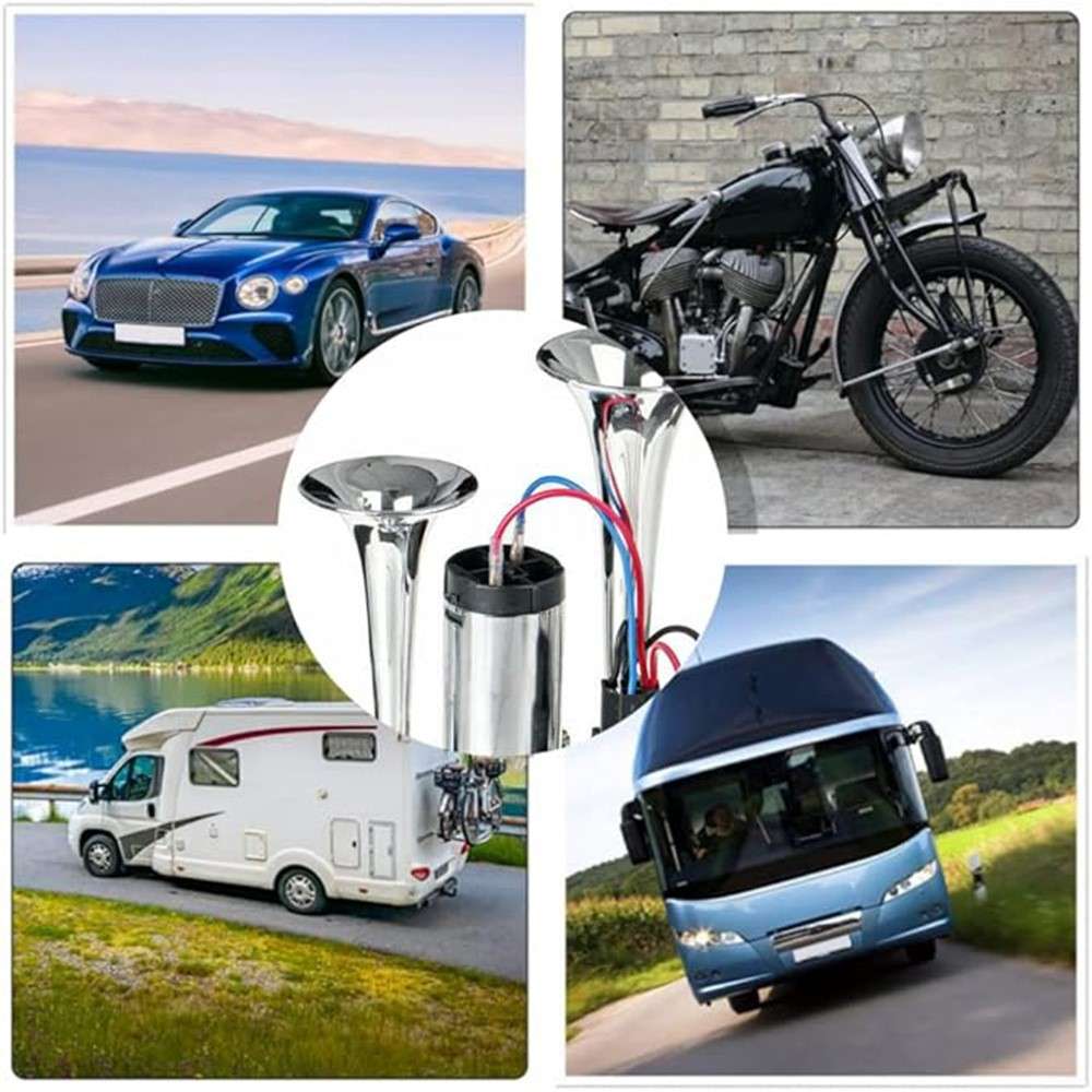 600DB Powerful Sound Dual Tube Metal Car Horn for 12V Vehicle Electric Horn