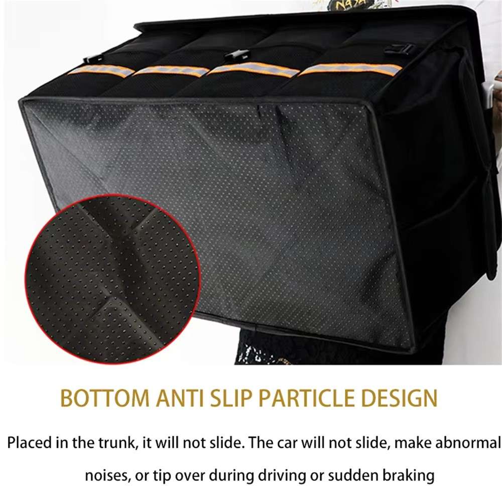 Reflective Foldable Car Trunk Organizer Waterproof Oxford Fabric Storage Box with Lid , Size L