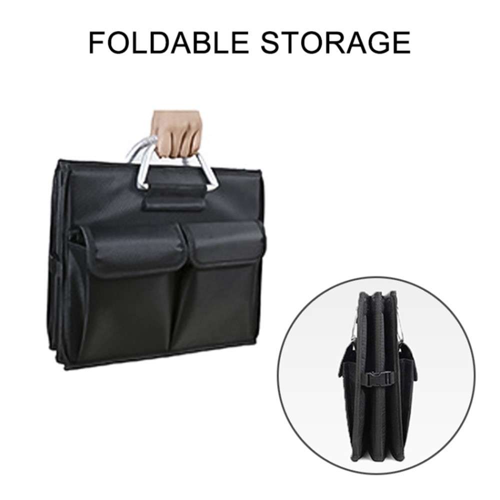 Reflective Foldable Car Trunk Organizer Waterproof Oxford Fabric Storage Box with Lid , Size L