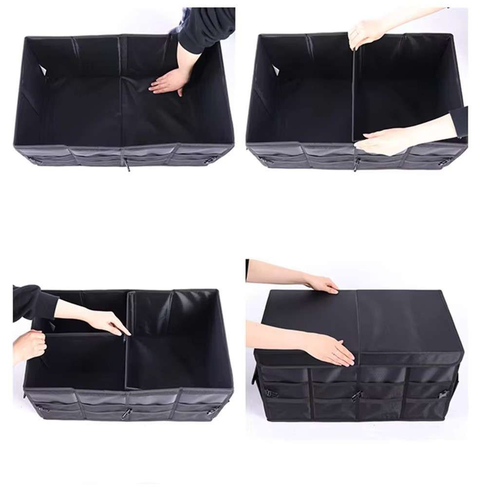 Reflective Foldable Car Trunk Organizer Waterproof Oxford Fabric Storage Box with Lid , Size L