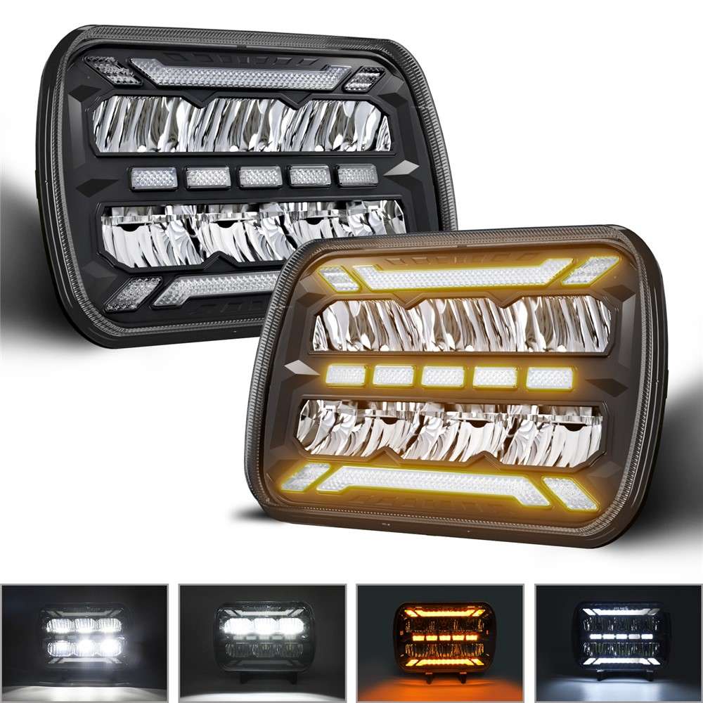 5 x 7 Inch Square LED Headlight High Brightness IP67 Waterproof High Low Beam Truck Front Headlamp