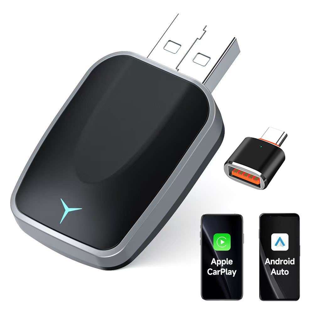 M34 2 in 1 AI Box Wireless Car Adapter for Upgrading Wired CarPlay / Android Auto to Wireless Comp