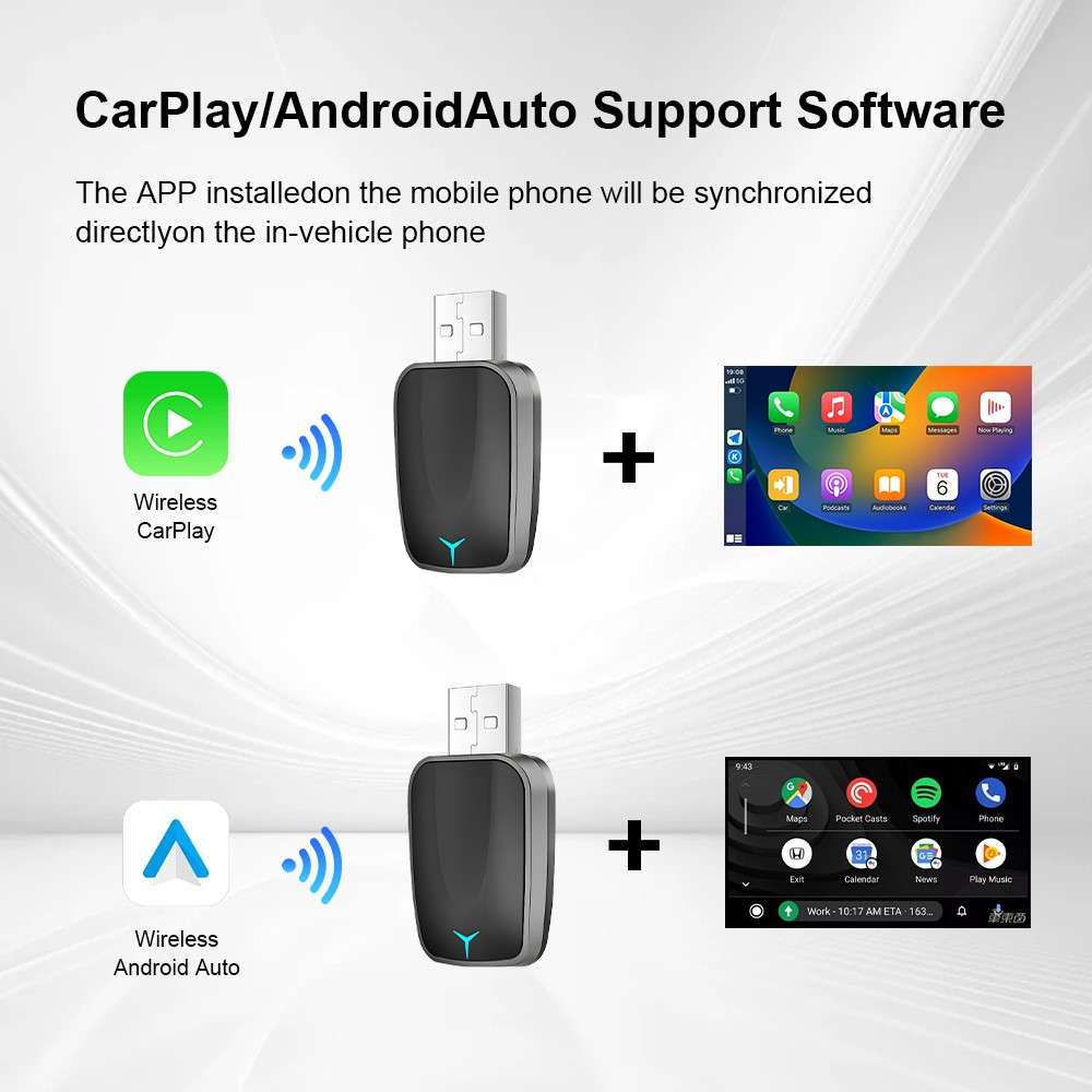 M34 2 in 1 AI Box Wireless Car Adapter for Upgrading Wired CarPlay / Android Auto to Wireless Comp