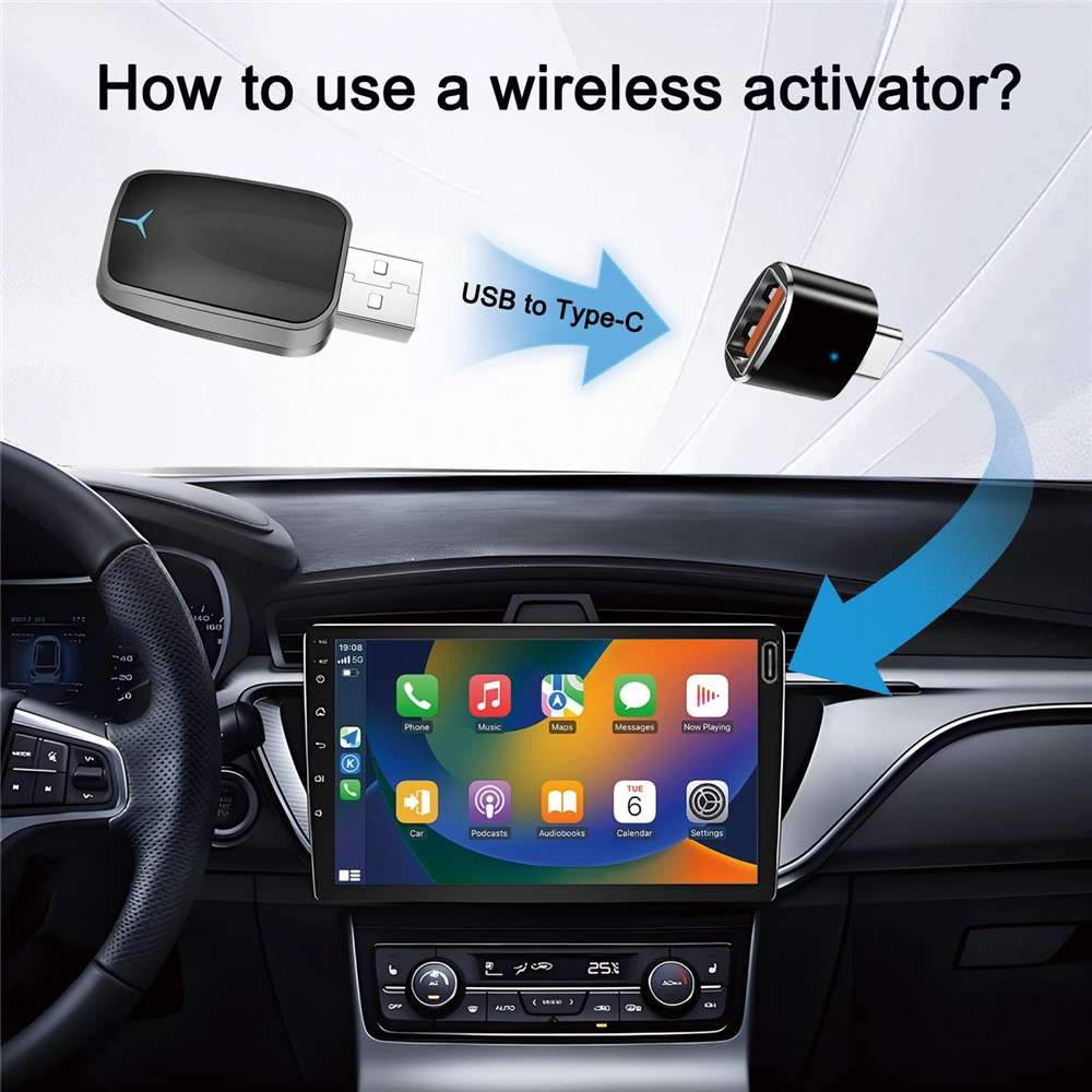 M34 2 in 1 AI Box Wireless Car Adapter for Upgrading Wired CarPlay / Android Auto to Wireless Comp