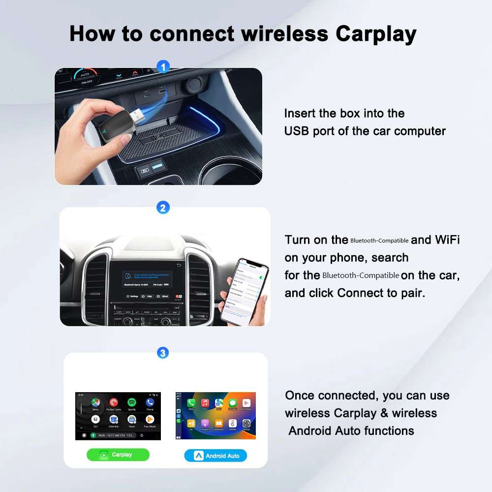 M34 2 in 1 AI Box Wireless Car Adapter for Upgrading Wired CarPlay / Android Auto to Wireless Comp