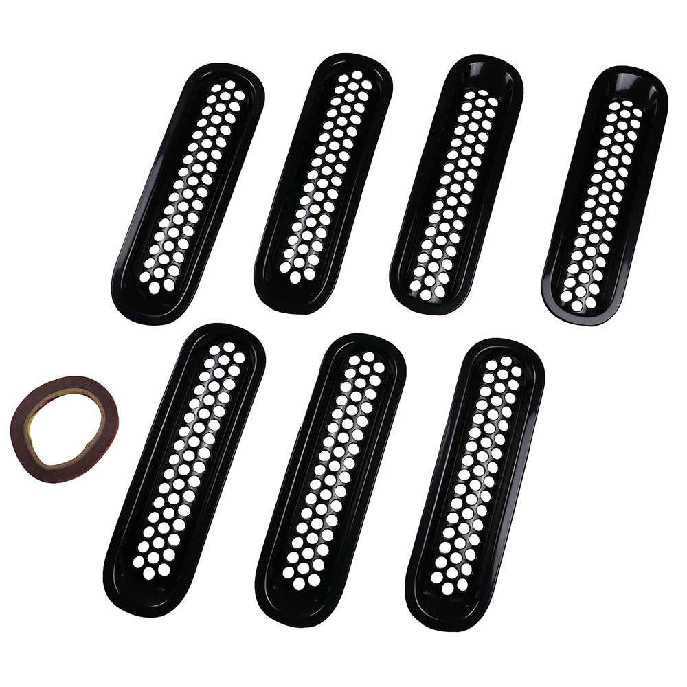 7Pcs For Jeep Wrangler JK 2007-2017 Car Front Grille Grill Mesh Inserts Guards Net