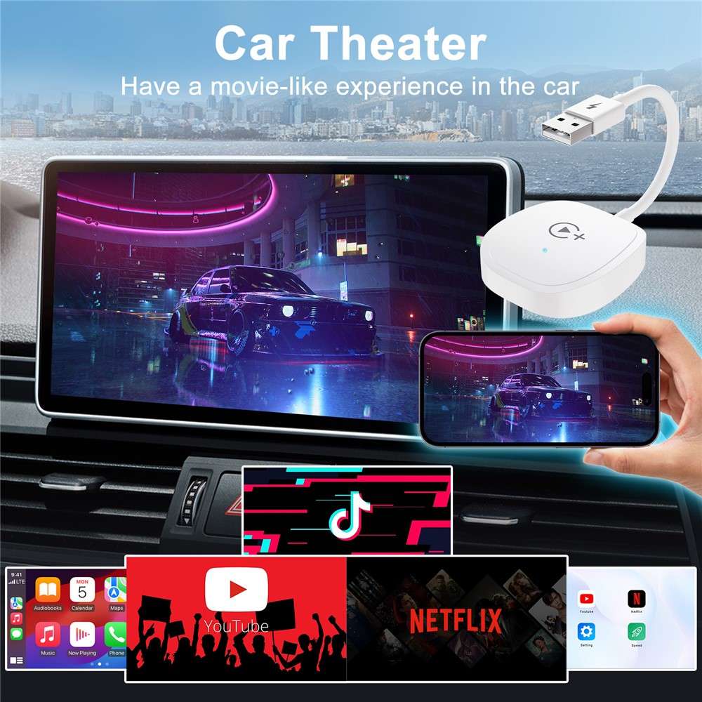 020-7+ Wireless Video / Car Play Adapter Car System Wired to Wireless Car Player Supports YouTube /