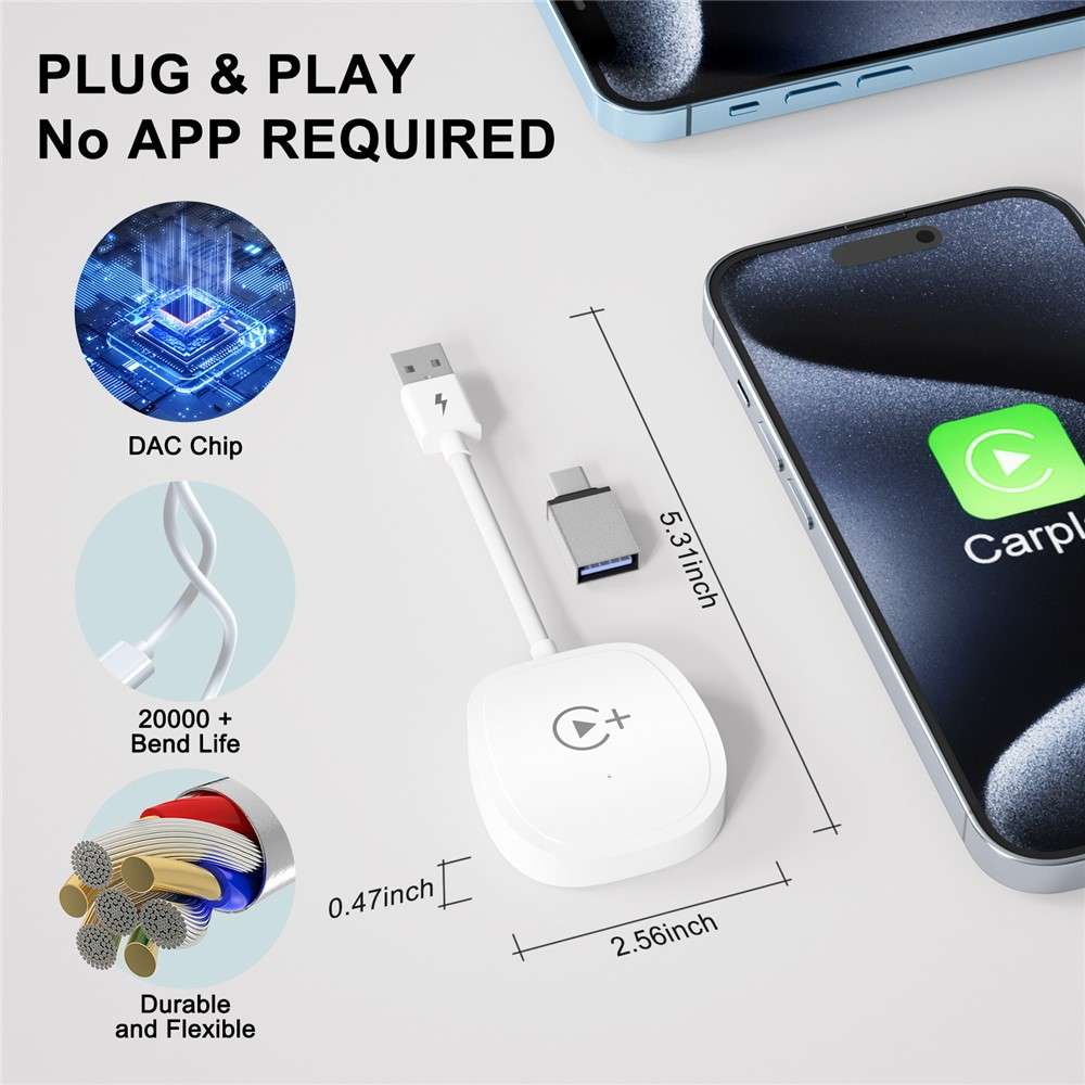 020-7+ Wireless Video / Car Play Adapter Car System Wired to Wireless Car Player Supports YouTube /