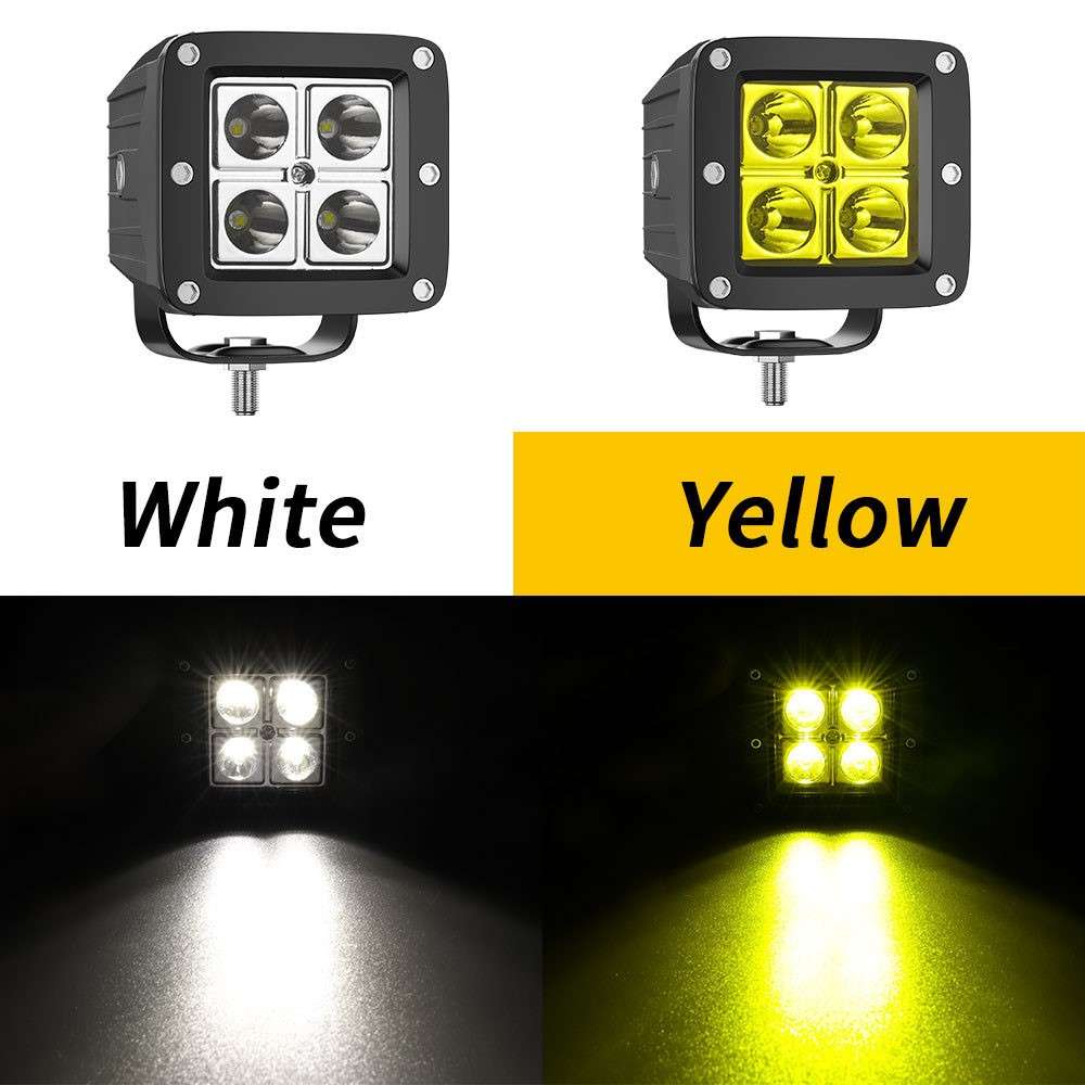 4-LED 12W Car SUV Off-Road Motorcycle Square Spotlight Waterproof Vehicle Headlight - White Light