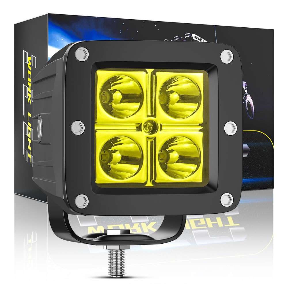 4-LED 12W Car SUV Off-Road Motorcycle Square Spotlight Waterproof Vehicle Headlight - White Light