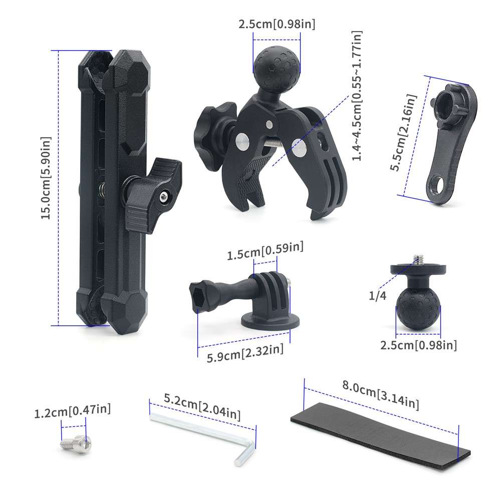 WUPP CS-2001A1 Motorcycle Camera Mount Holder Motorbike Handlebar Bracket for Gopro