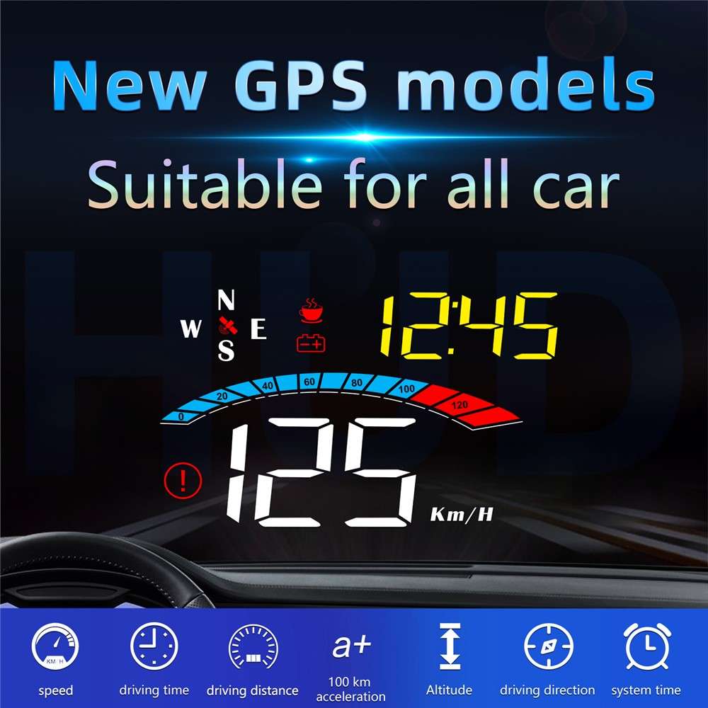 M16 Head-up Display Universal Car Speedometer HUD Projector LCD Display GPS Positioning
