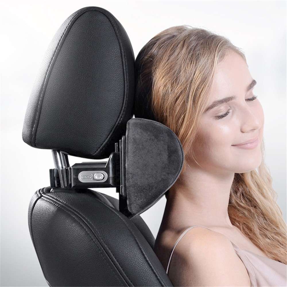 Position Adjustable Car Seat Neck Support Pillow Memory Foam Headrest Cushion - Brown