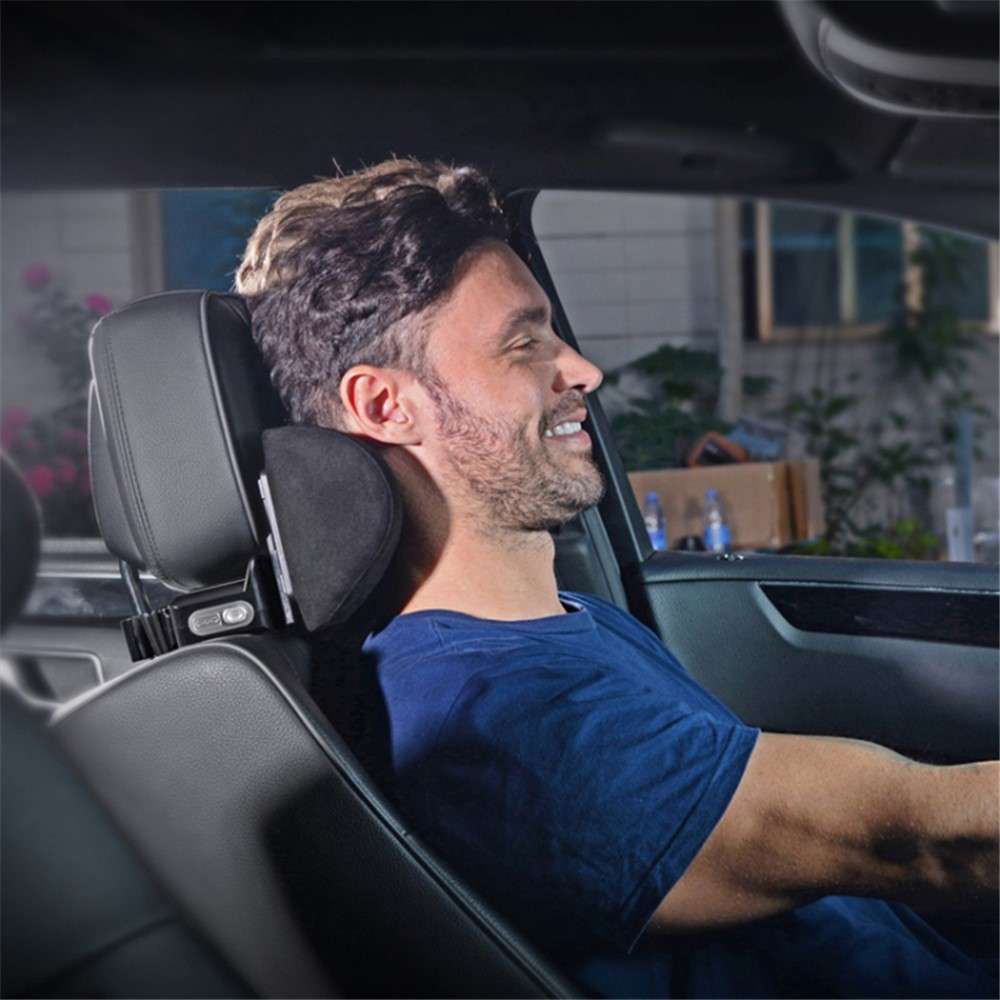 Position Adjustable Car Seat Neck Support Pillow Memory Foam Headrest Cushion - Brown