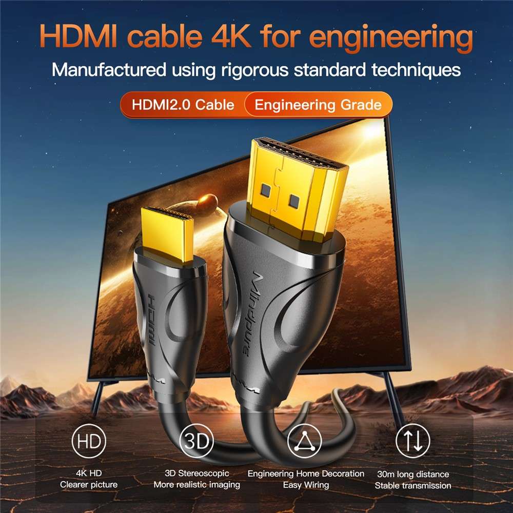 MINDPURE HD003 HDMI 2.0 Cable 5m | 4K Video & ARC Audio | 19+1 Oxygen-Free Copper