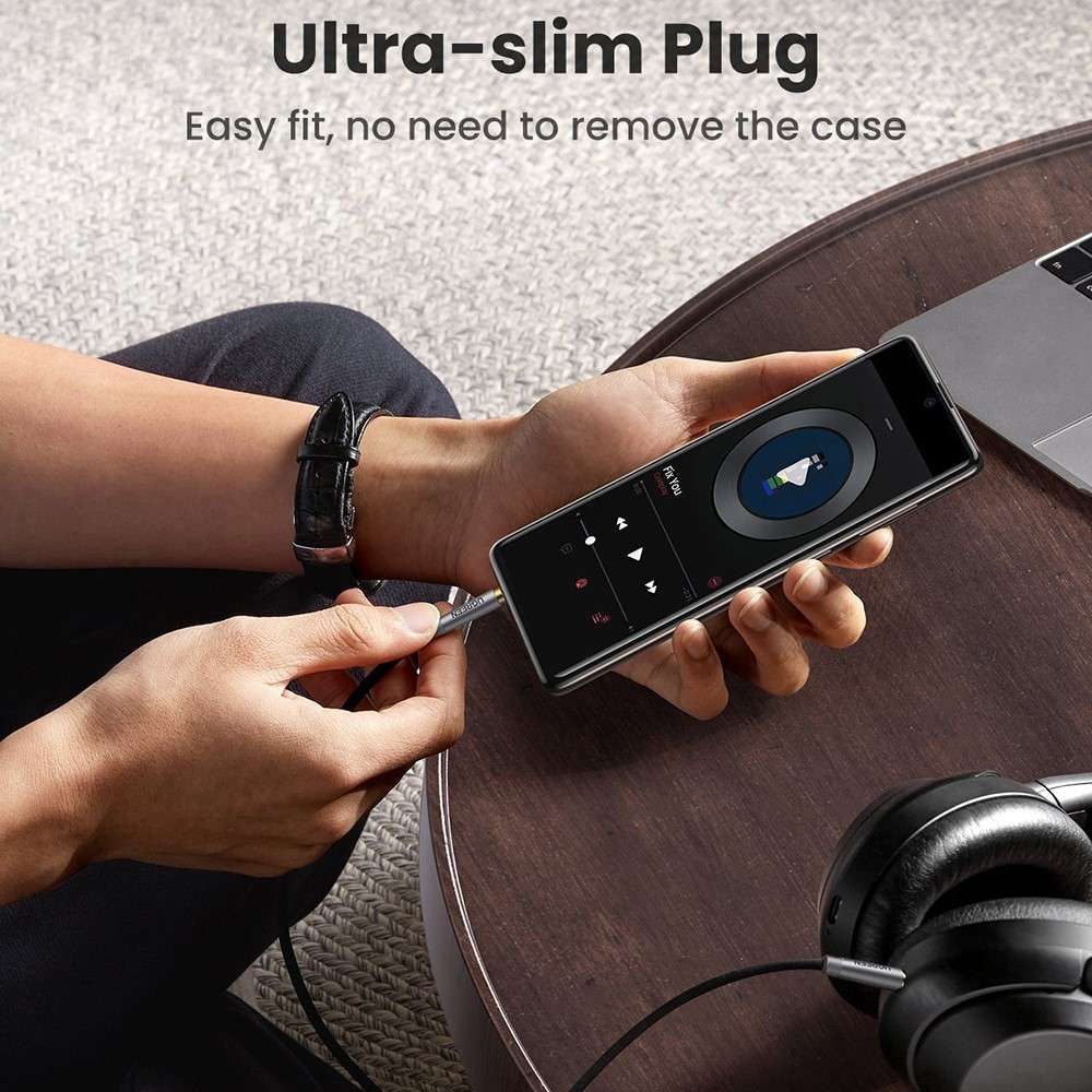 UGREEN 1m 3.5mm Jack Male to Male AUX Cord HiFi Sound Nylon Braided Audio Cable for Car Audio Headph