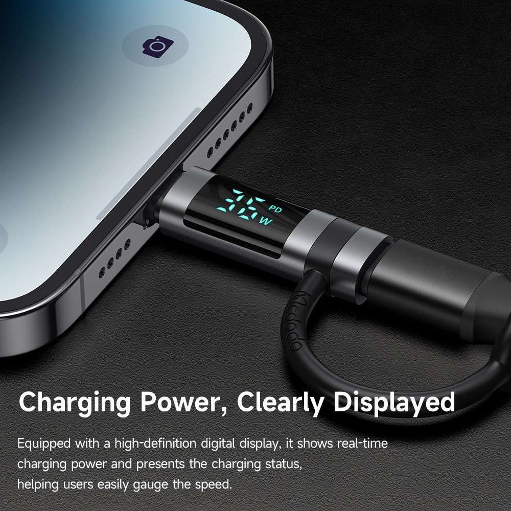 MCDODO OT-2610 MDD Digital Display PD Adapter USB-C Female to iP Male 36W Fast Charging Converter